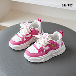 Giày thể thao cho bé gái từ 1-5 tuổi màu hồng quai dán - T02